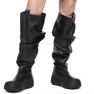 YUME YUME Black Fisherman Tall Boots knee high boots faux leather Sz EU 40 US 9